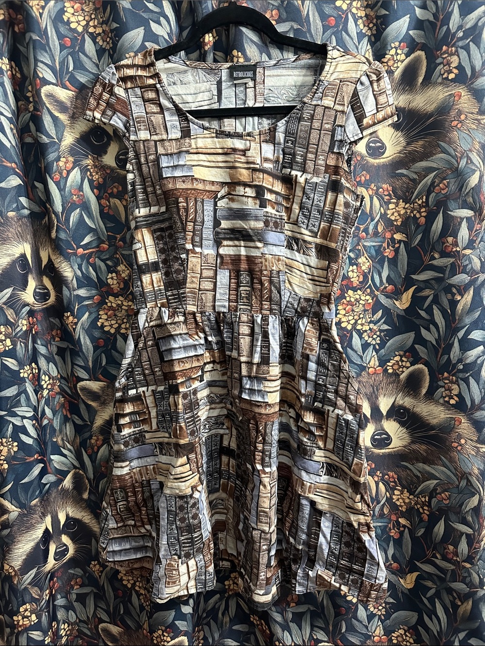 Rare ModCloth Retrolicious Book Print Mini Dress Size Medium